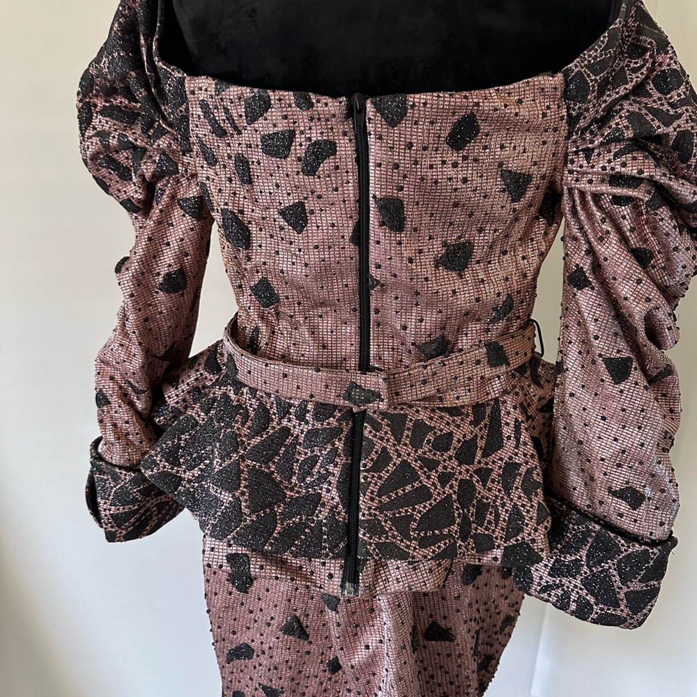 Formal skirt and top, silver and burgundy and black, NWOT